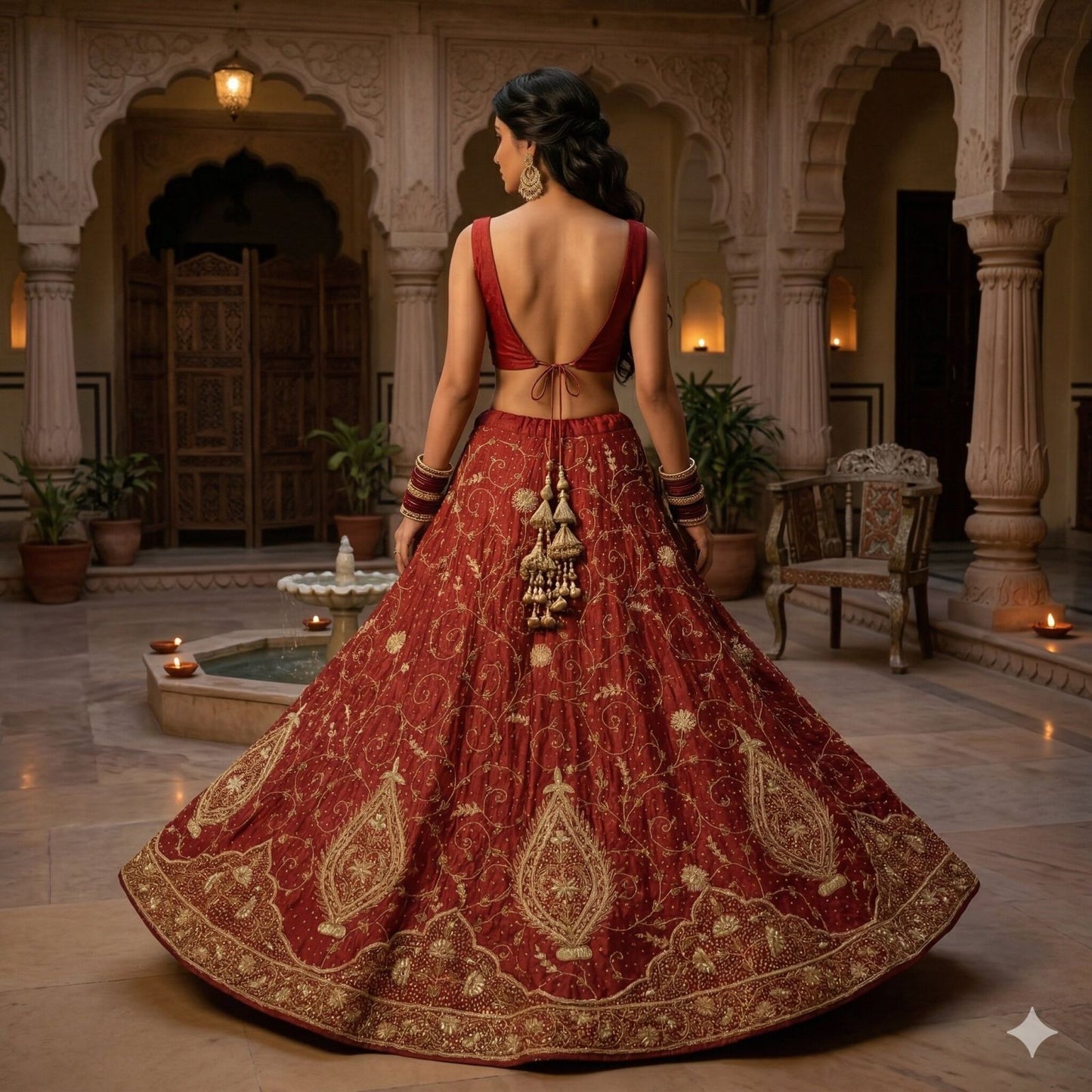 Sanskriti Vintage Red Pure Silk Stitched Lehenga Hand Embroidered Zardozi Dabka