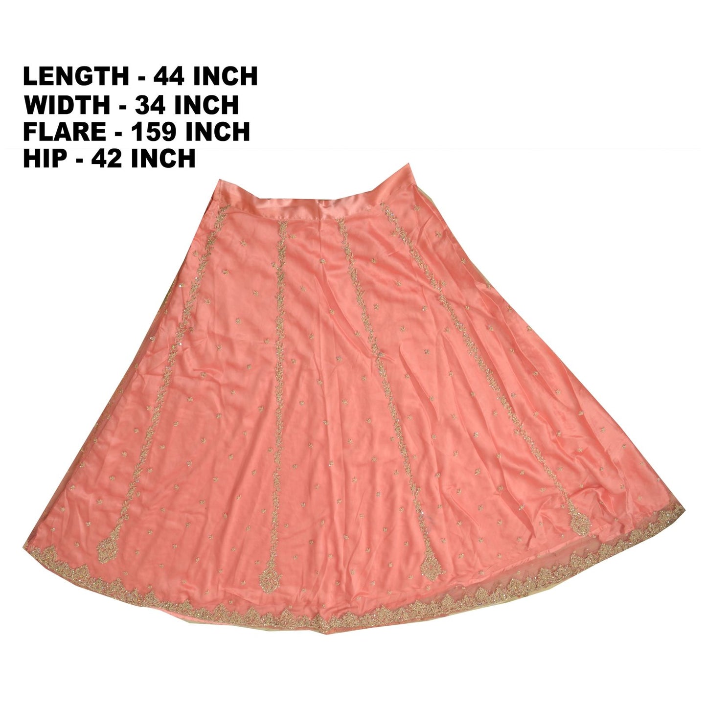 Sanskriti Vintage Peach Net Stitched Lehenga Hand Embroidery Zardozi Sequin Zari
