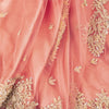Sanskriti Vintage Peach Net Stitched Lehenga Hand Embroidery Zardozi Sequin Zari