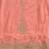 Sanskriti Vintage Peach Net Stitched Lehenga Hand Embroidery Zardozi Sequin Zari