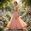 Sanskriti Vintage Peach Net Stitched Lehenga Hand Embroidery Zardozi Sequin Zari