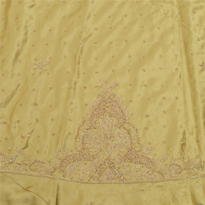 Sanskriti Vintage Cream Art Silk Unstitched Lehenga Hand Embroidery Zardozi Bead