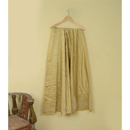 Sanskriti Vintage Cream Art Silk Unstitched Lehenga Hand Embroidery Zardozi Bead