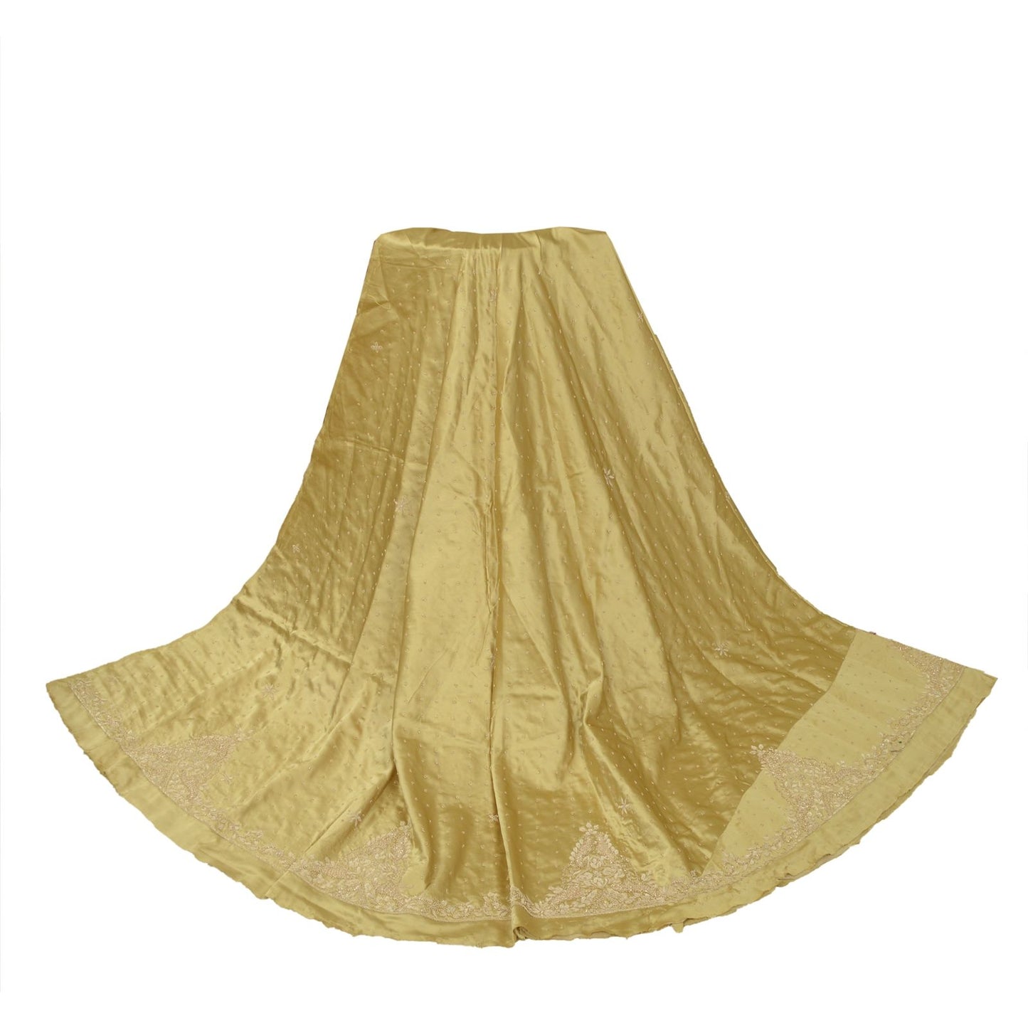 Sanskriti Vintage Cream Art Silk Unstitched Lehenga Hand Embroidery Zardozi Bead