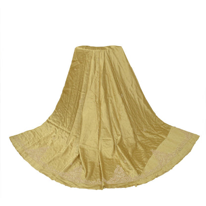 Sanskriti Vintage Cream Art Silk Unstitched Lehenga Hand Embroidery Zardozi Bead