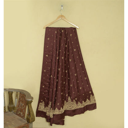 Sanskriti Vintage Maroon Art Silk Unstitched Lehenga Hand Embroidered Zardozi