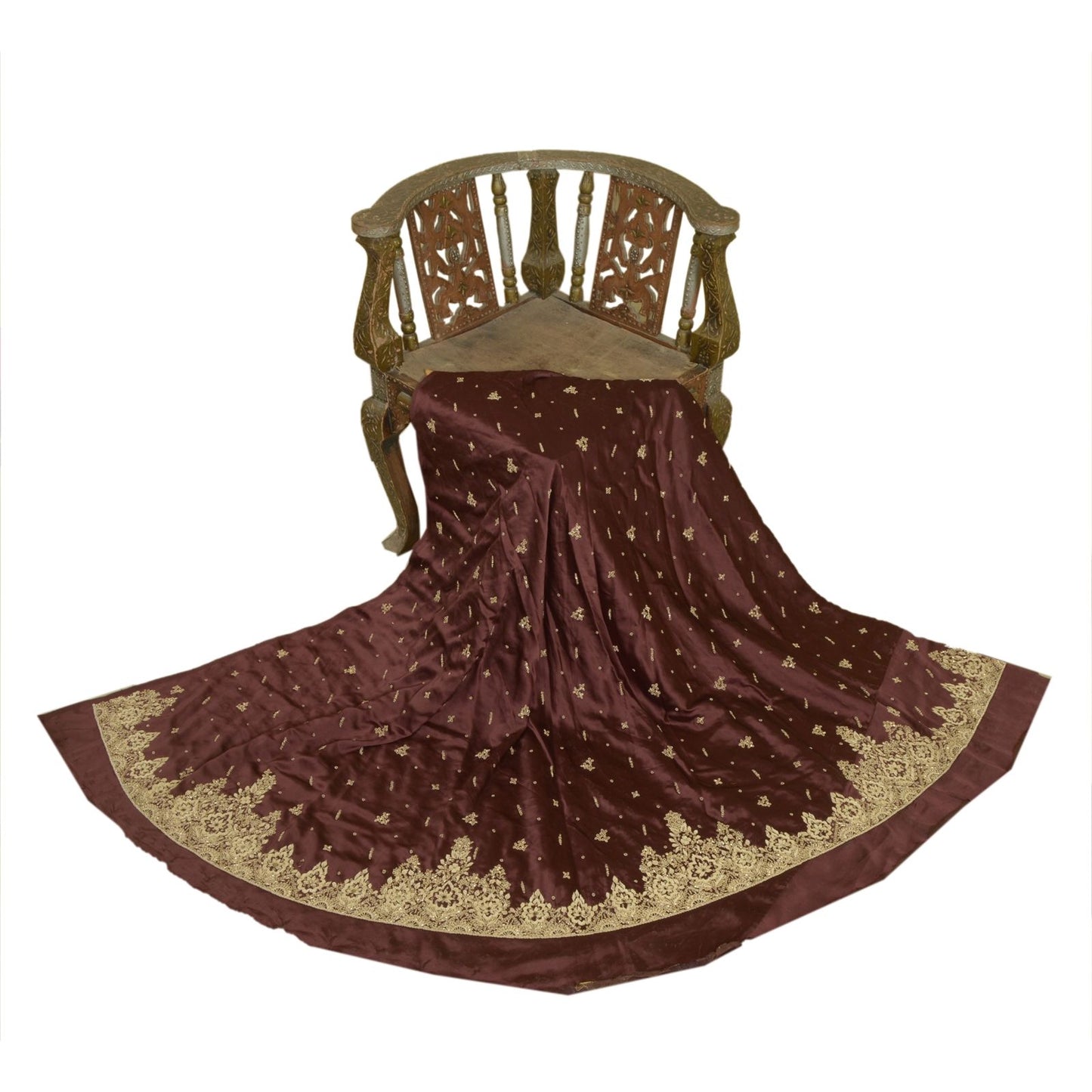 Sanskriti Vintage Maroon Art Silk Unstitched Lehenga Hand Embroidered Zardozi