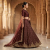 Sanskriti Vintage Maroon Art Silk Unstitched Lehenga Hand Embroidered Zardozi