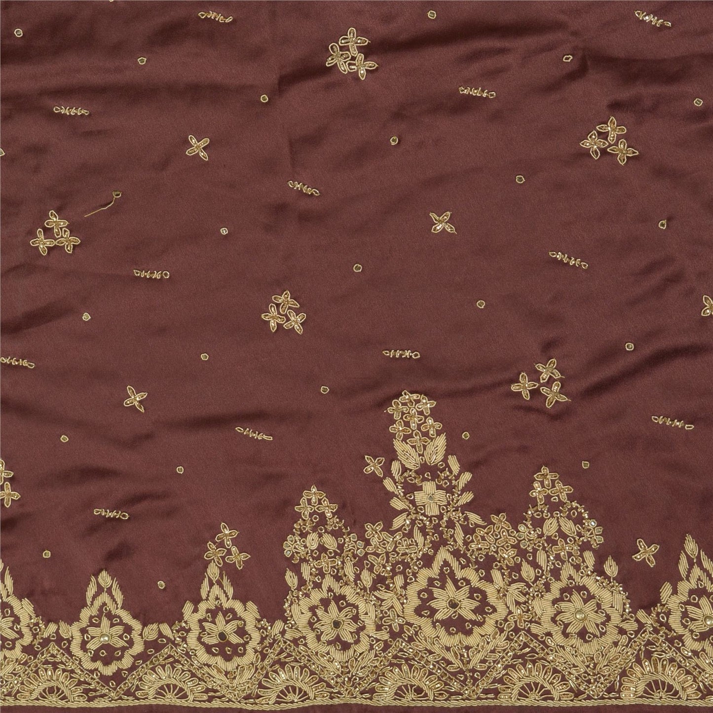 Sanskriti Vintage Maroon Art Silk Unstitched Lehenga Hand Embroidered Zardozi