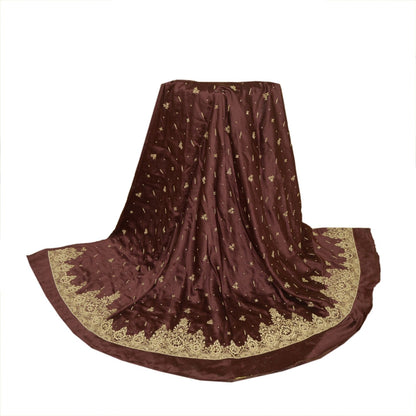 Sanskriti Vintage Maroon Art Silk Unstitched Lehenga Hand Embroidered Zardozi