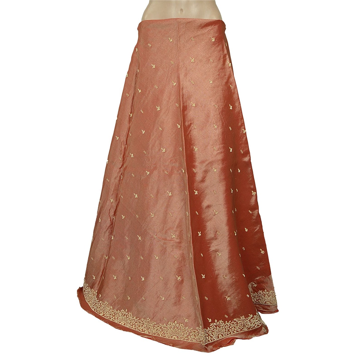 Sanskriti Vintage Peach Pure Silk Unstitched Lehenga Hand Embroidered Zardozi
