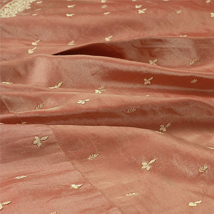 Sanskriti Vintage Peach Pure Silk Unstitched Lehenga Hand Embroidered Zardozi