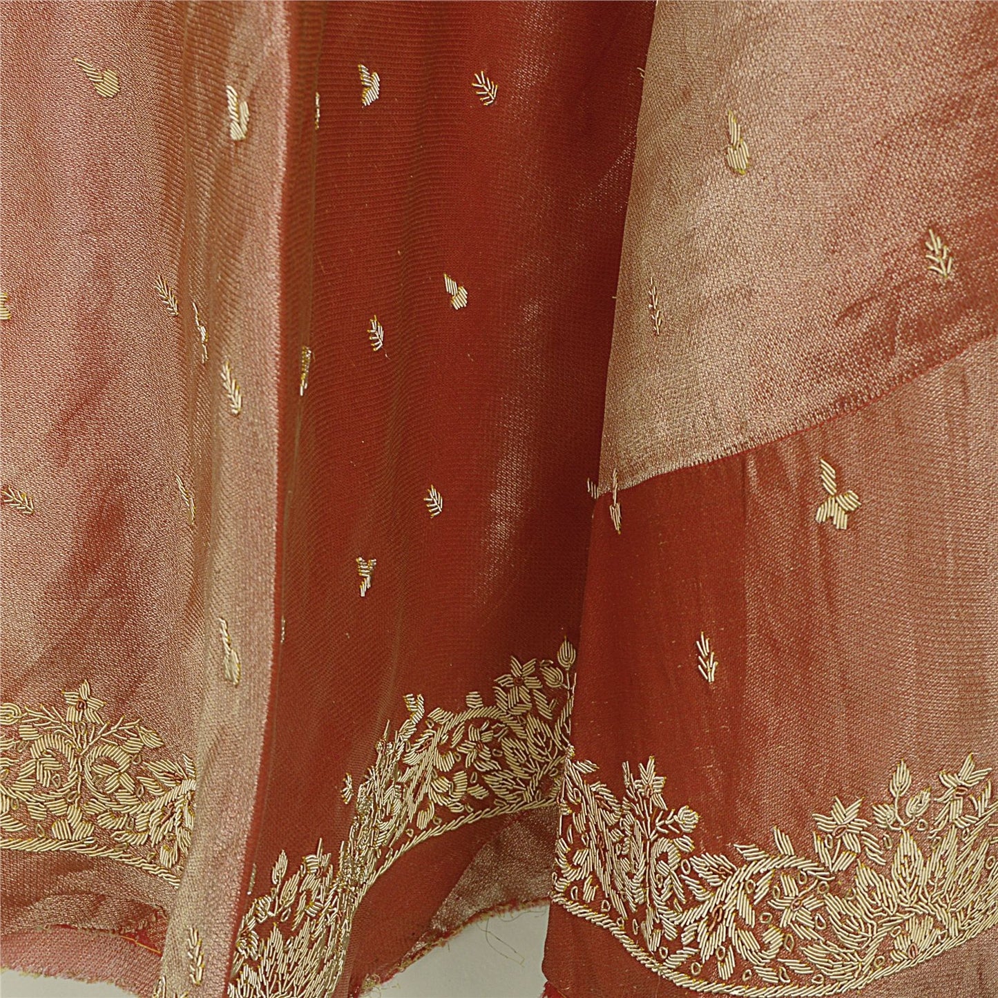 Sanskriti Vintage Peach Pure Silk Unstitched Lehenga Hand Embroidered Zardozi