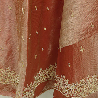 Sanskriti Vintage Peach Pure Silk Unstitched Lehenga Hand Embroidered Zardozi