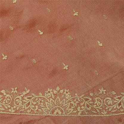 Sanskriti Vintage Peach Pure Silk Unstitched Lehenga Hand Embroidered Zardozi