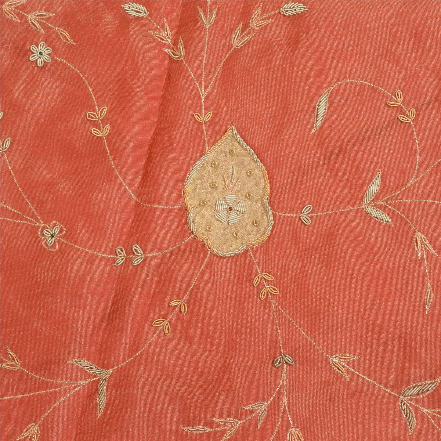 Sanskriti Vintage Red Pure Silk Unstitched Lehenga Hand Embroidered Zardozi Zari