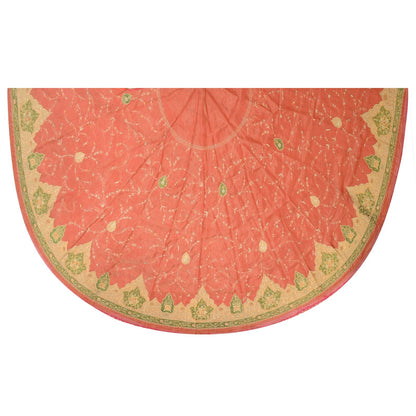 Sanskriti Vintage Red Pure Silk Unstitched Lehenga Hand Embroidered Zardozi Zari