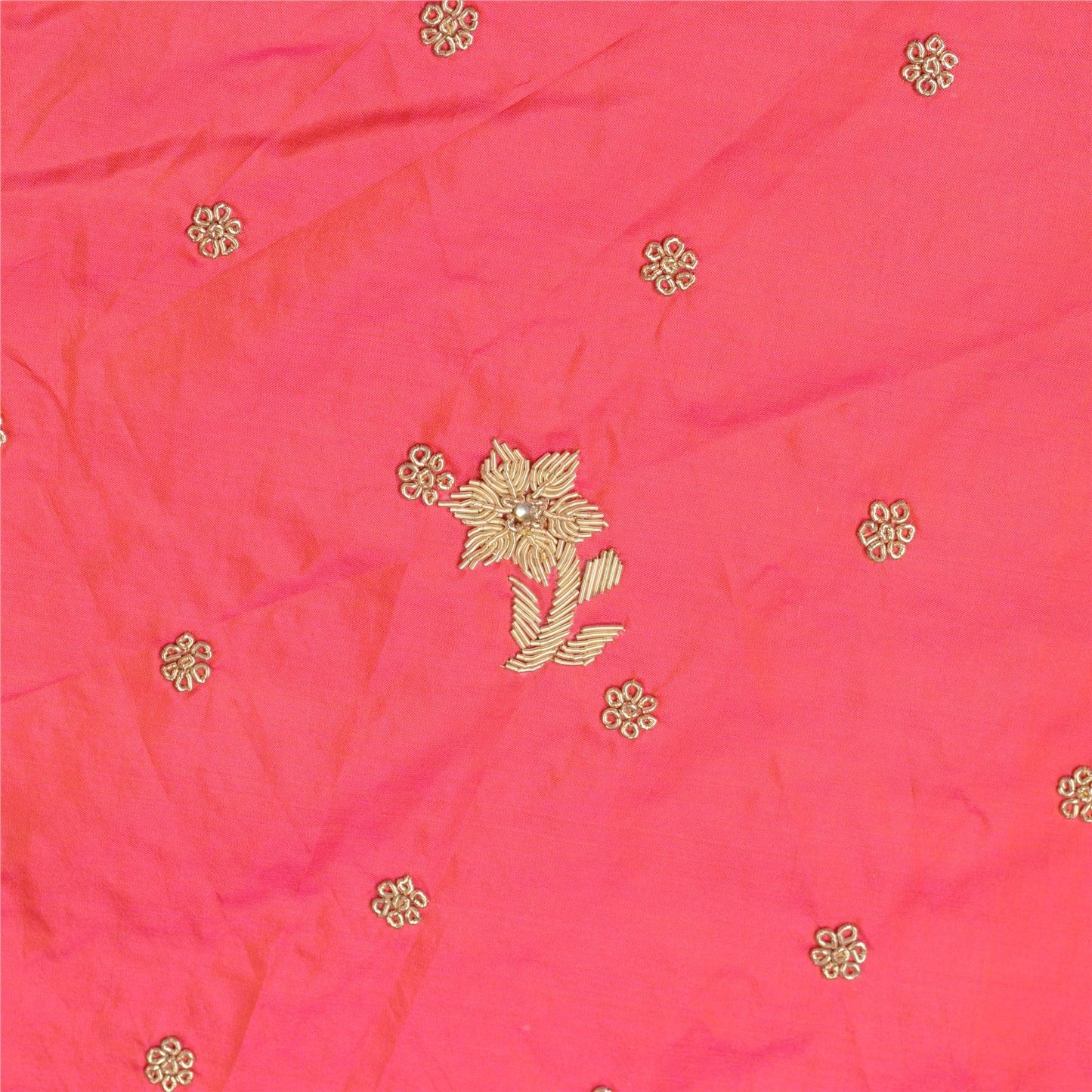 Sanskriti Vintage Pink Artificial Silk Unstitch Lehenga Hand Embroidered Zardozi