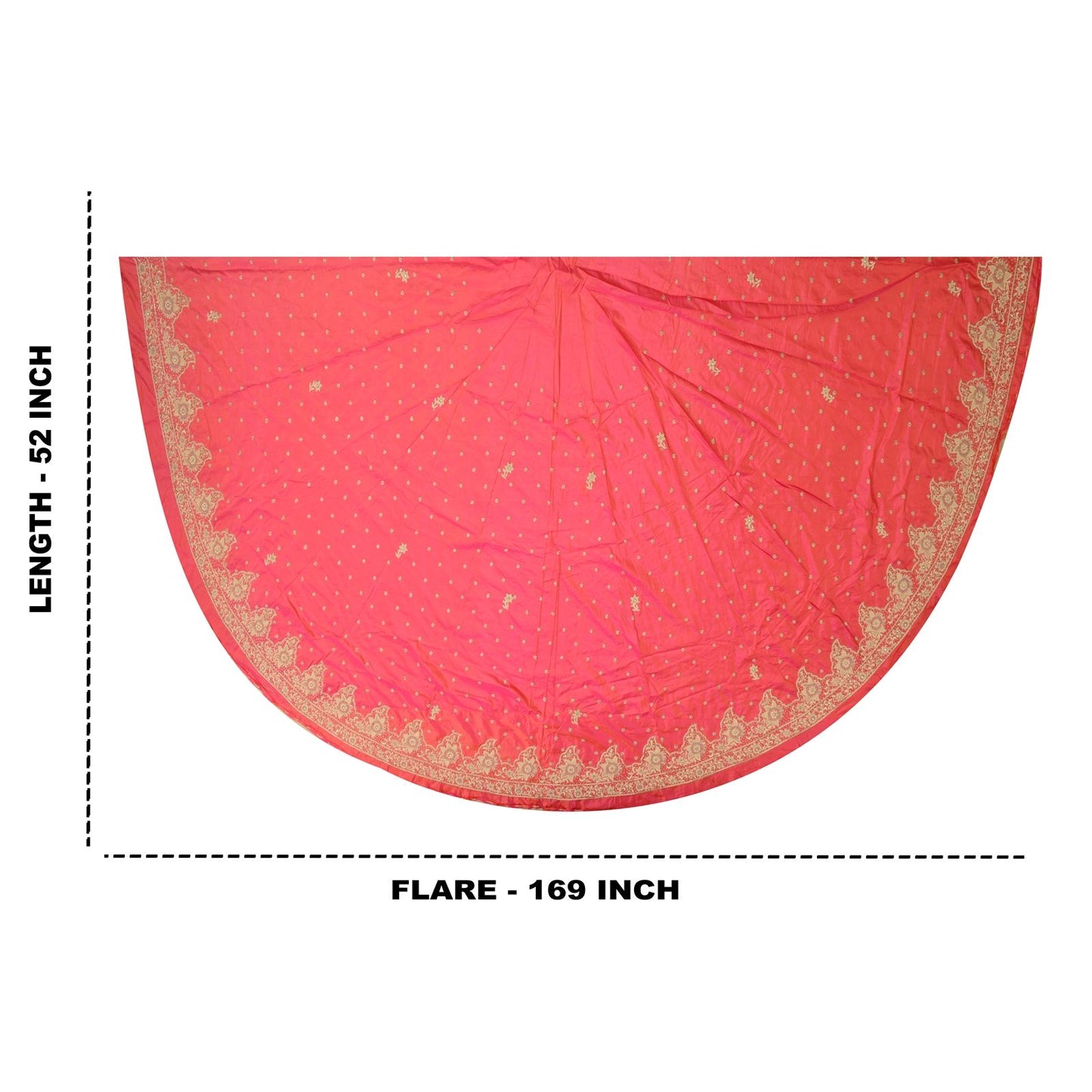 Sanskriti Vintage Pink Artificial Silk Unstitch Lehenga Hand Embroidered Zardozi