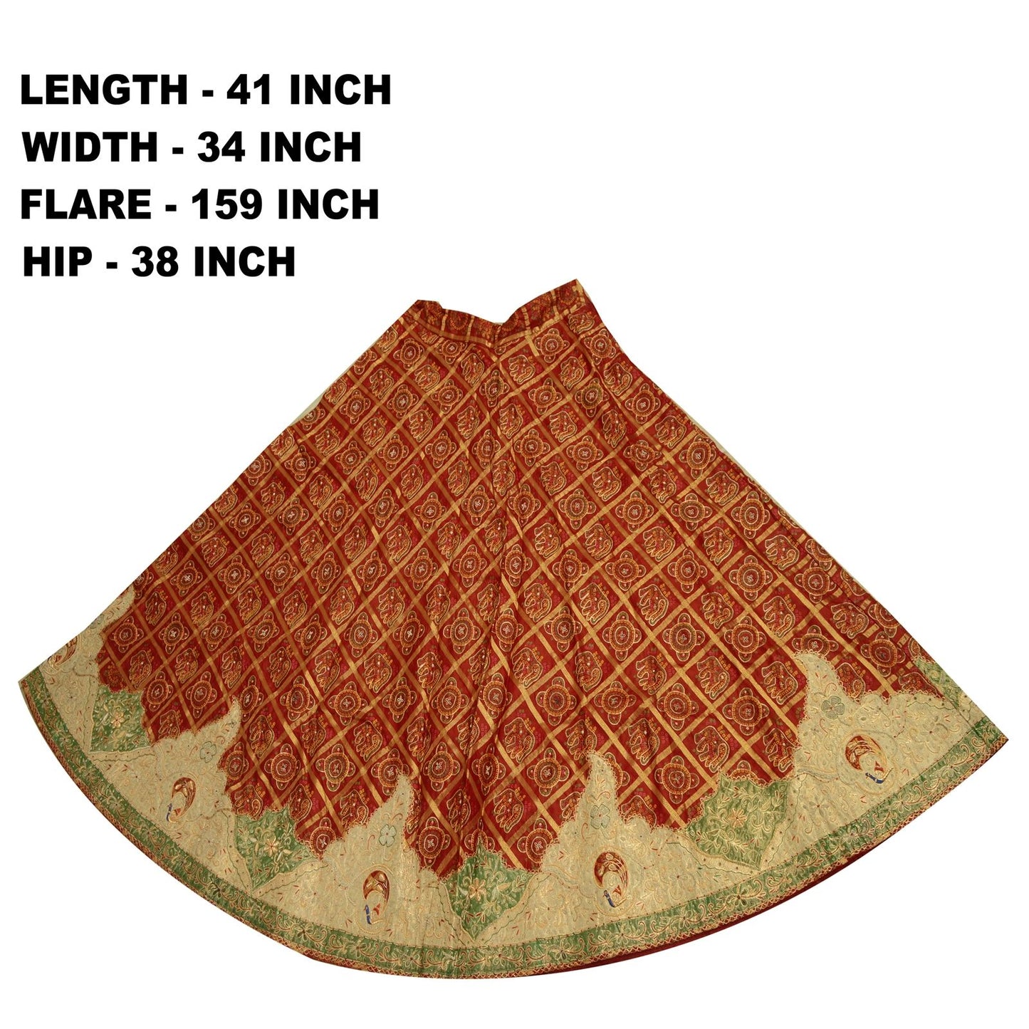 Sanskriti Vintage Red Pure Silk Stitch Lehenga HandEmbroidery Bandhani Gharchola