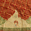 Sanskriti Vintage Red Pure Silk Stitch Lehenga HandEmbroidery Bandhani Gharchola