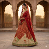 Sanskriti Vintage Red Pure Silk Stitch Lehenga HandEmbroidery Bandhani Gharchola