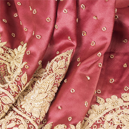 Sanskriti Vintage Pink Artificial Silk Unstitch Lehenga Hand Embroidered Zardozi