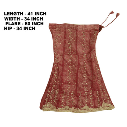 Sanskriti Vintage Red Net Stitched Lehenga Hand Embroidery Dabka Beaded Bridal