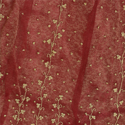 Sanskriti Vintage Red Net Stitched Lehenga Hand Embroidery Dabka Beaded Bridal