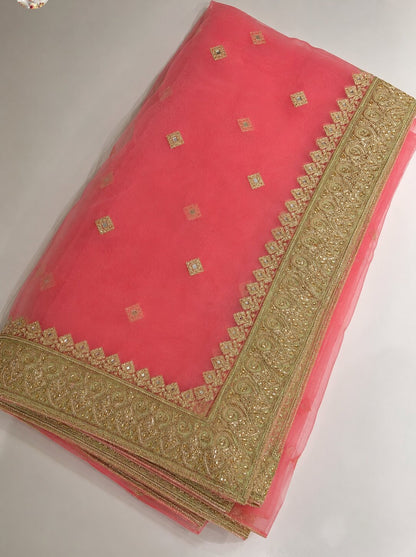 Sanskriti Vintage Green Net Stitched Lehenga Dupatta Set Hand Embroidered Mirror
