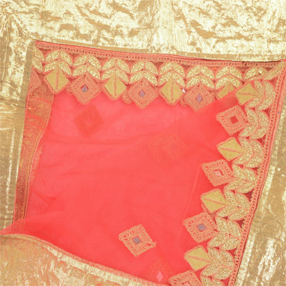 Sanskriti Vintage Green Net Stitched Lehenga Dupatta Set Hand Embroidered Mirror