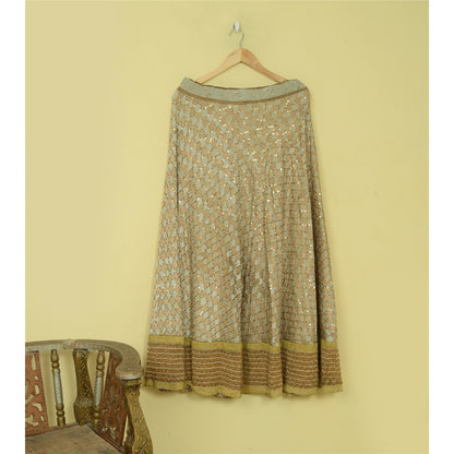 Sanskriti Vintage Golden Stitched Lehenga Indian Hand Embroidered Zardozi Zari
