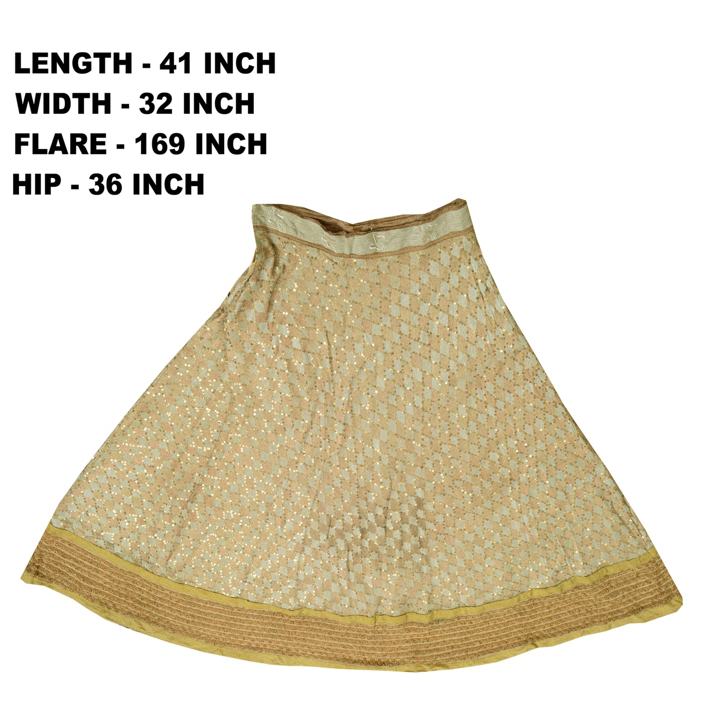 Sanskriti Vintage Golden Stitched Lehenga Indian Hand Embroidered Zardozi Zari