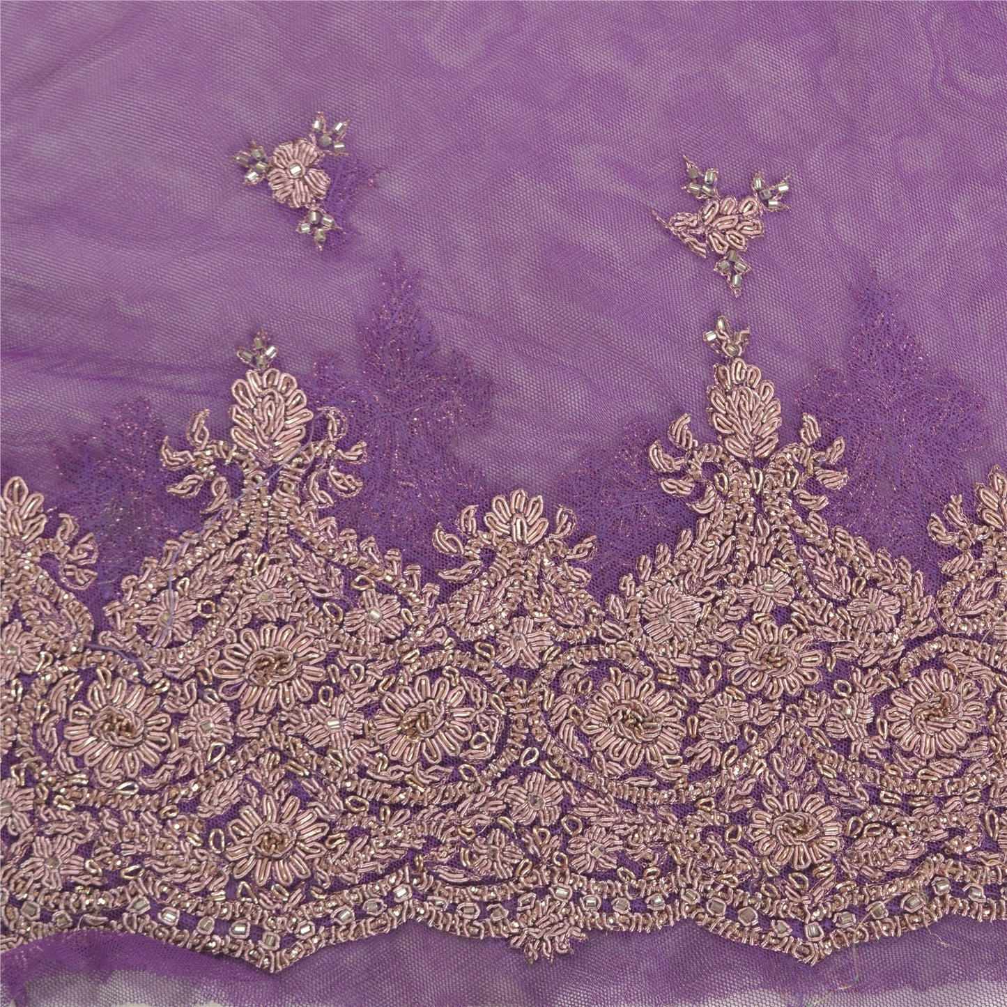 Sanskriti New Purple Net Unstitched Lehenga Hand Embroidered Zardozi Wedding