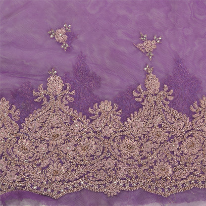 Sanskriti New Purple Net Unstitched Lehenga Hand Embroidered Zardozi Wedding