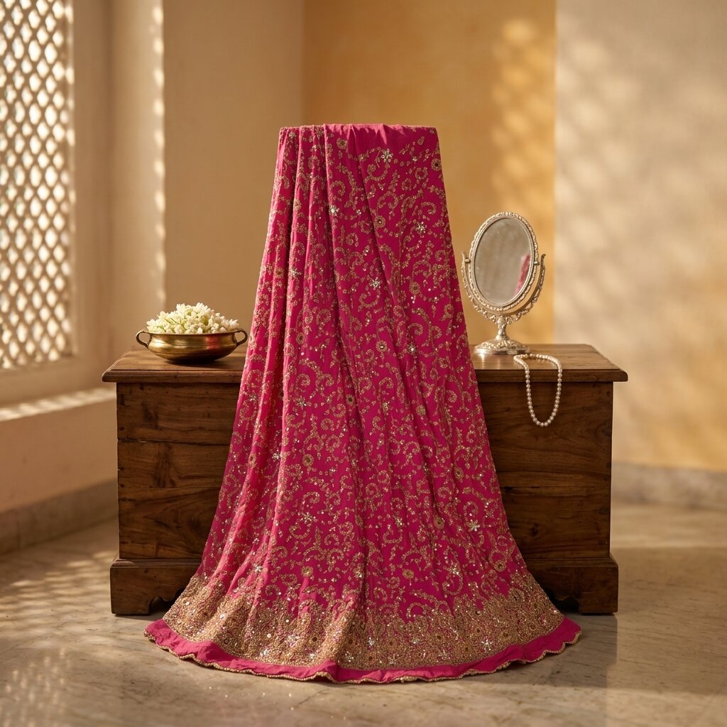 Sanskriti New Pink Pure Silk Unstitched Lehenga Hand Embroidered Zardozi Zircon