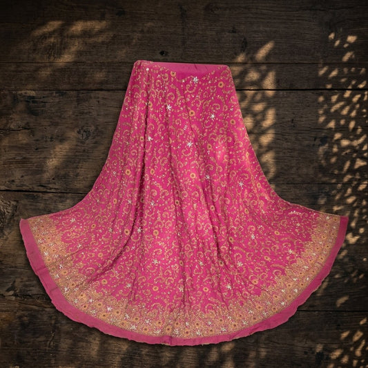 Sanskriti New Pink Pure Silk Unstitched Lehenga Hand Embroidered Zardozi Zircon