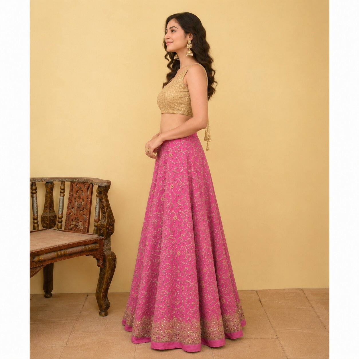 Sanskriti New Pink Pure Silk Unstitched Lehenga Hand Embroidered Zardozi Zircon