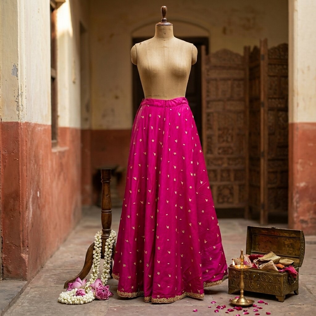 Sanskriti New Pink Pure Silk Unstitched Wedding Lehenga Hand Embroidered Zardozi