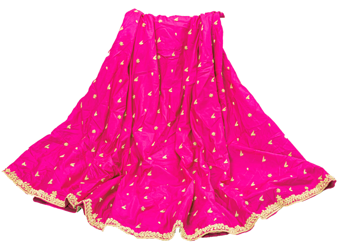 Sanskriti New Pink Pure Silk Unstitched Wedding Lehenga Hand Embroidered Zardozi