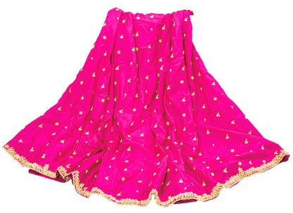 Sanskriti New Pink Pure Silk Unstitched Wedding Lehenga Hand Embroidered Zardozi