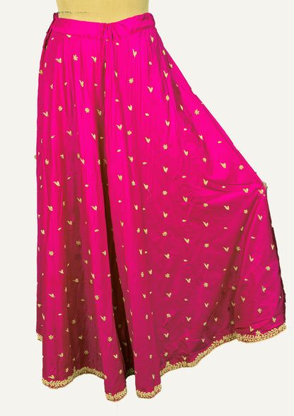 Sanskriti New Pink Pure Silk Unstitched Wedding Lehenga Hand Embroidered Zardozi