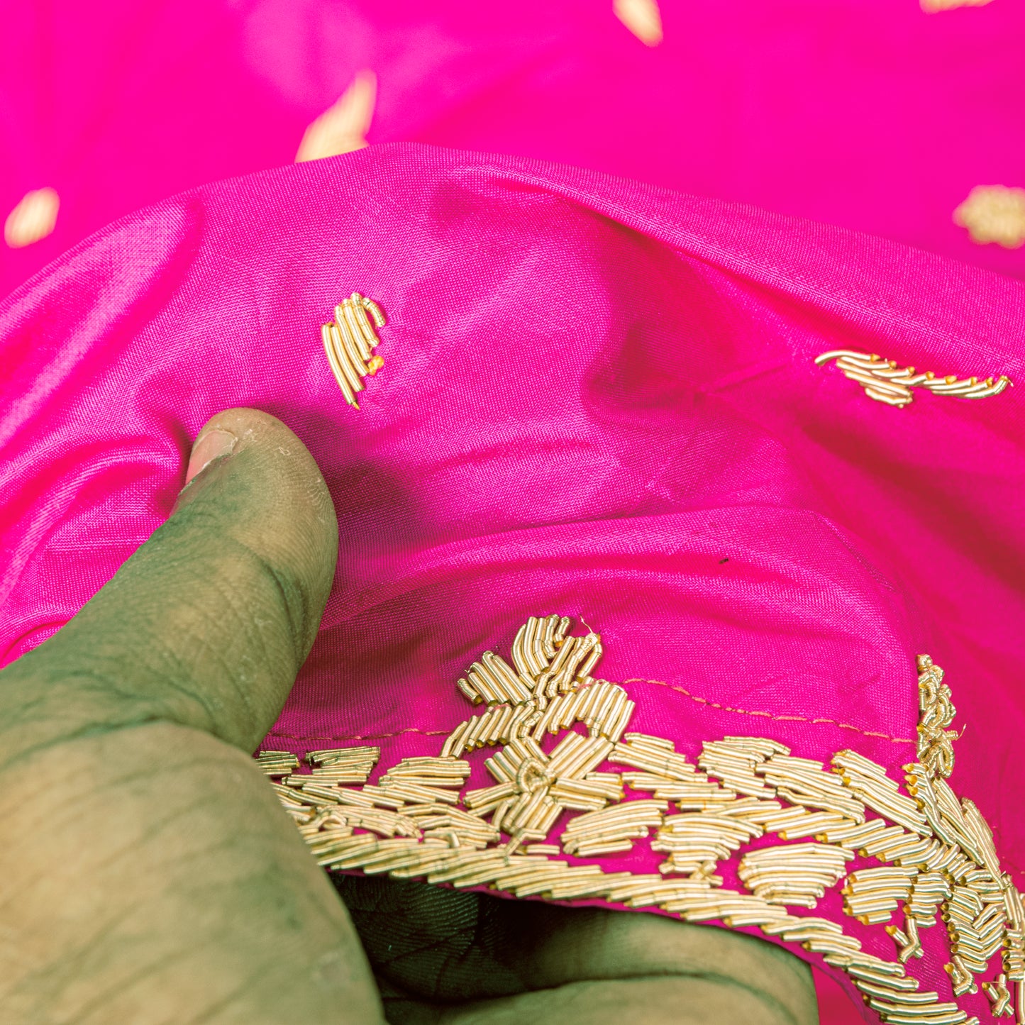 Sanskriti New Pink Pure Silk Unstitched Wedding Lehenga Hand Embroidered Zardozi