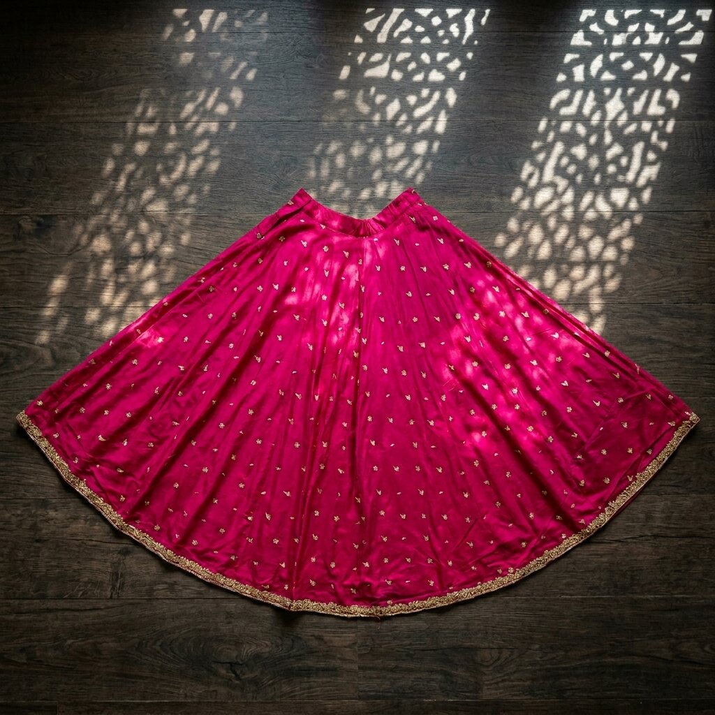 Sanskriti New Pink Pure Silk Unstitched Wedding Lehenga Hand Embroidered Zardozi