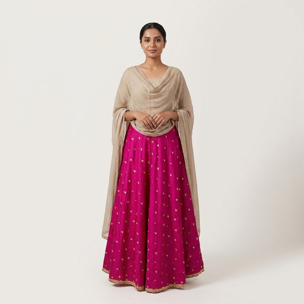 Sanskriti New Pink Pure Silk Unstitched Wedding Lehenga Hand Embroidered Zardozi