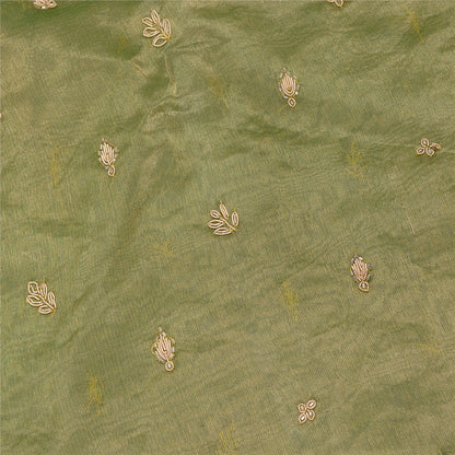 Sanskriti New Green Pure Tissue Silk Unstitched Lehenga Hand Embroidered Zardozi