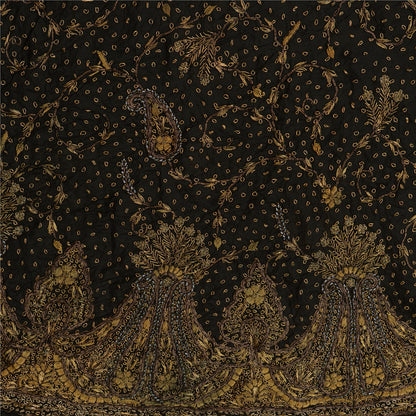 Sanskriti New Black Pure Silk Unstitched Lehenga Hand Embroidered Zardozi Beaded