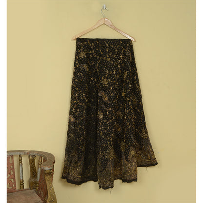 Sanskriti New Black Pure Silk Unstitched Lehenga Hand Embroidered Zardozi Beaded