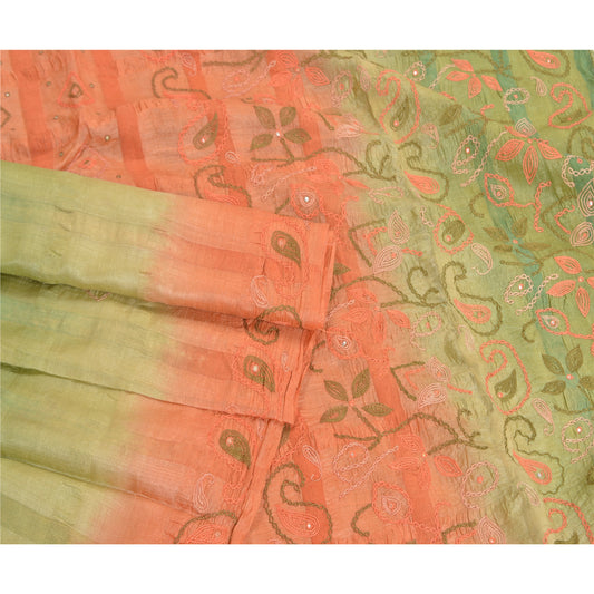 Sanskriti Vintage Indian Sari Lot of 5 Hand Beaded Sarees Assorted Fabric Decor
