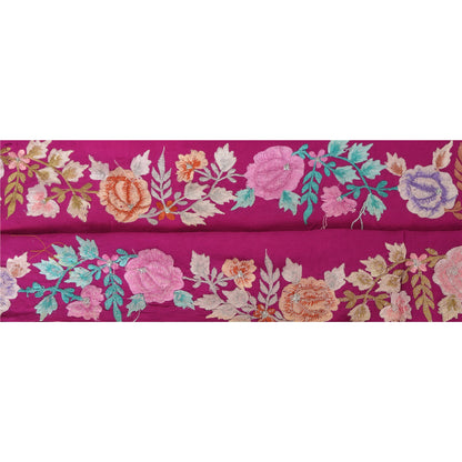 Sanskriti Vintage Embroidered Crepe Silk Sari Border 1 Yard 2.5"W Purple Trim